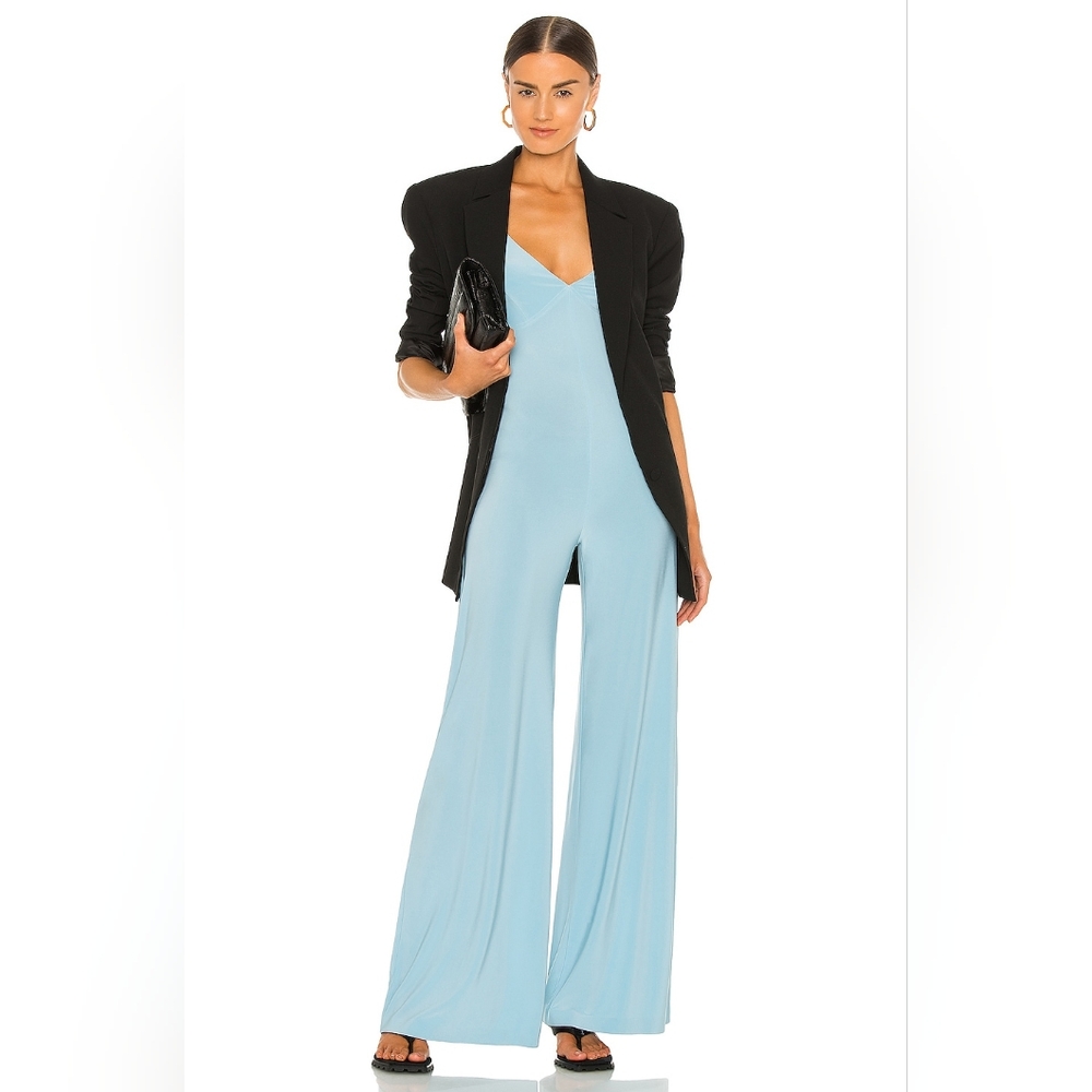 NWT Norma Kamali x REVOLVE Low Back Slip Jumpsuit in Powder Blue Size M - Picture 4 of 13